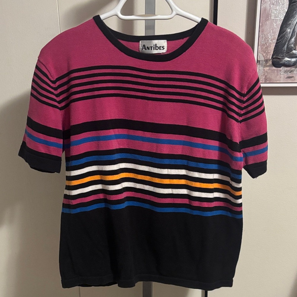 Striped Pink and Black Antibes T-Shirt